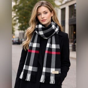 Burberry Classic Black, White, and Red Plaid Scarf